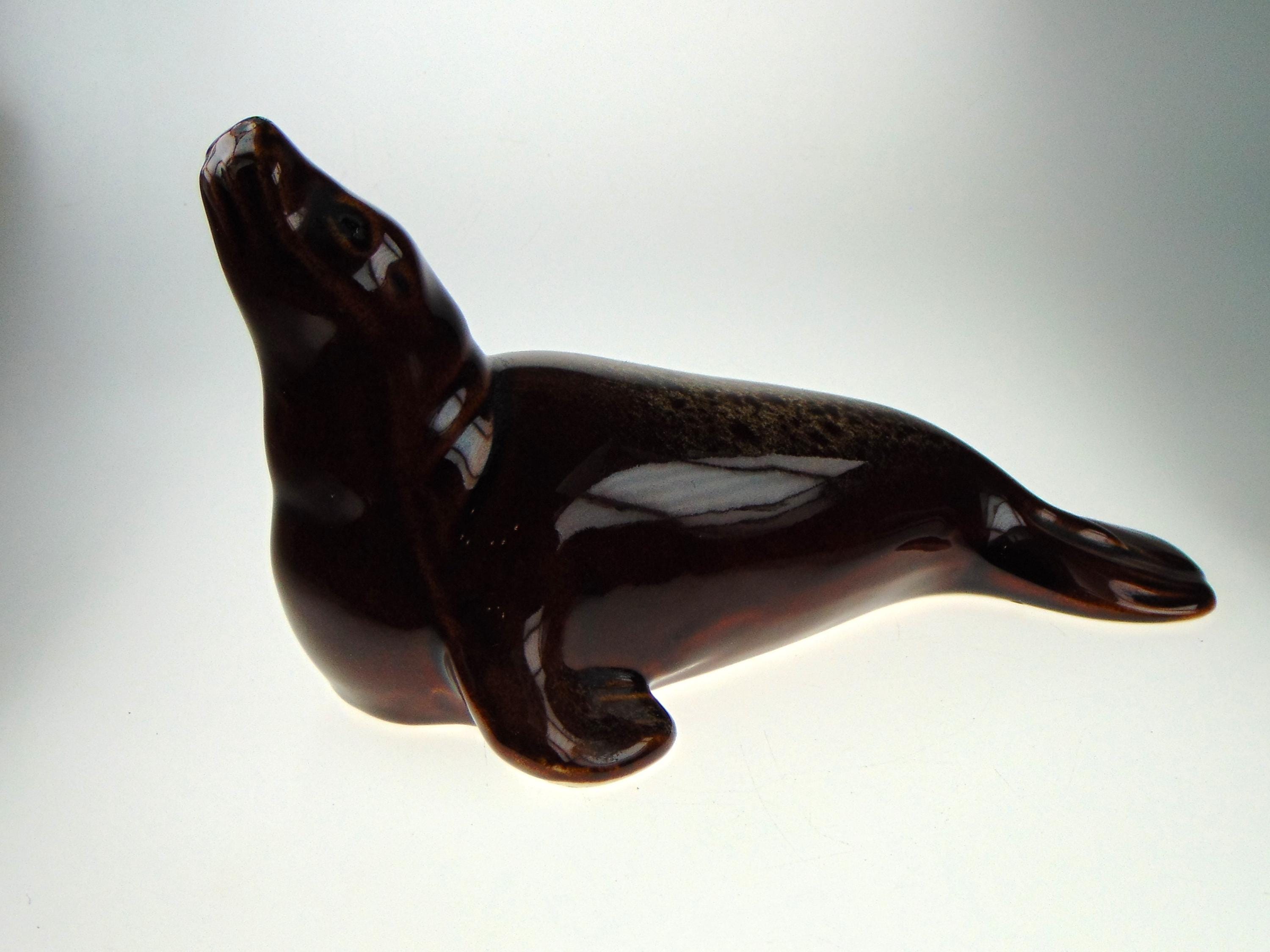 Seal Figurine by Fosters in Brown Honeycomb Finish
