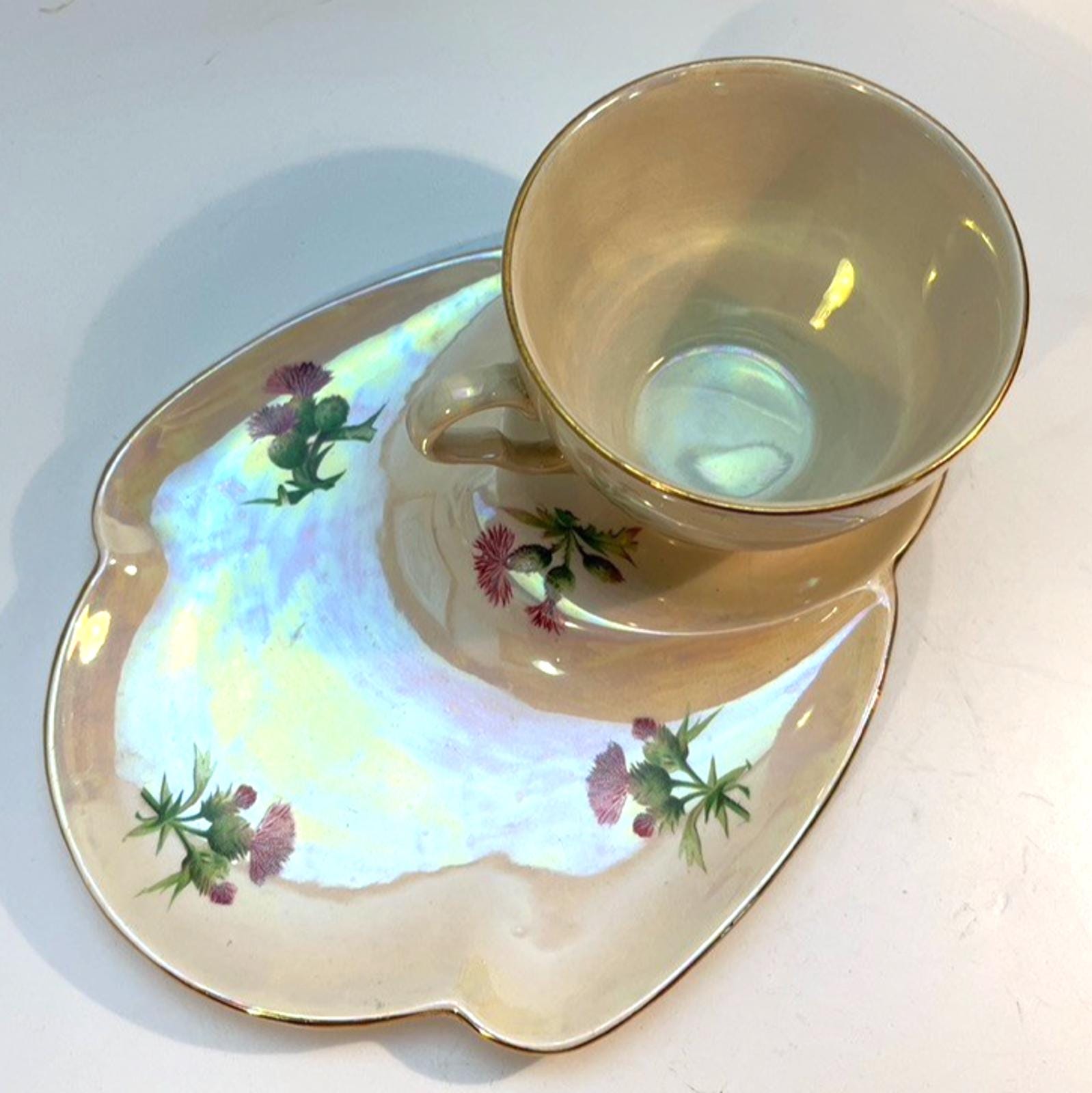 Vintage Royal Winton Thistle Lustreware Snack Set: English Pottery Tennis Set