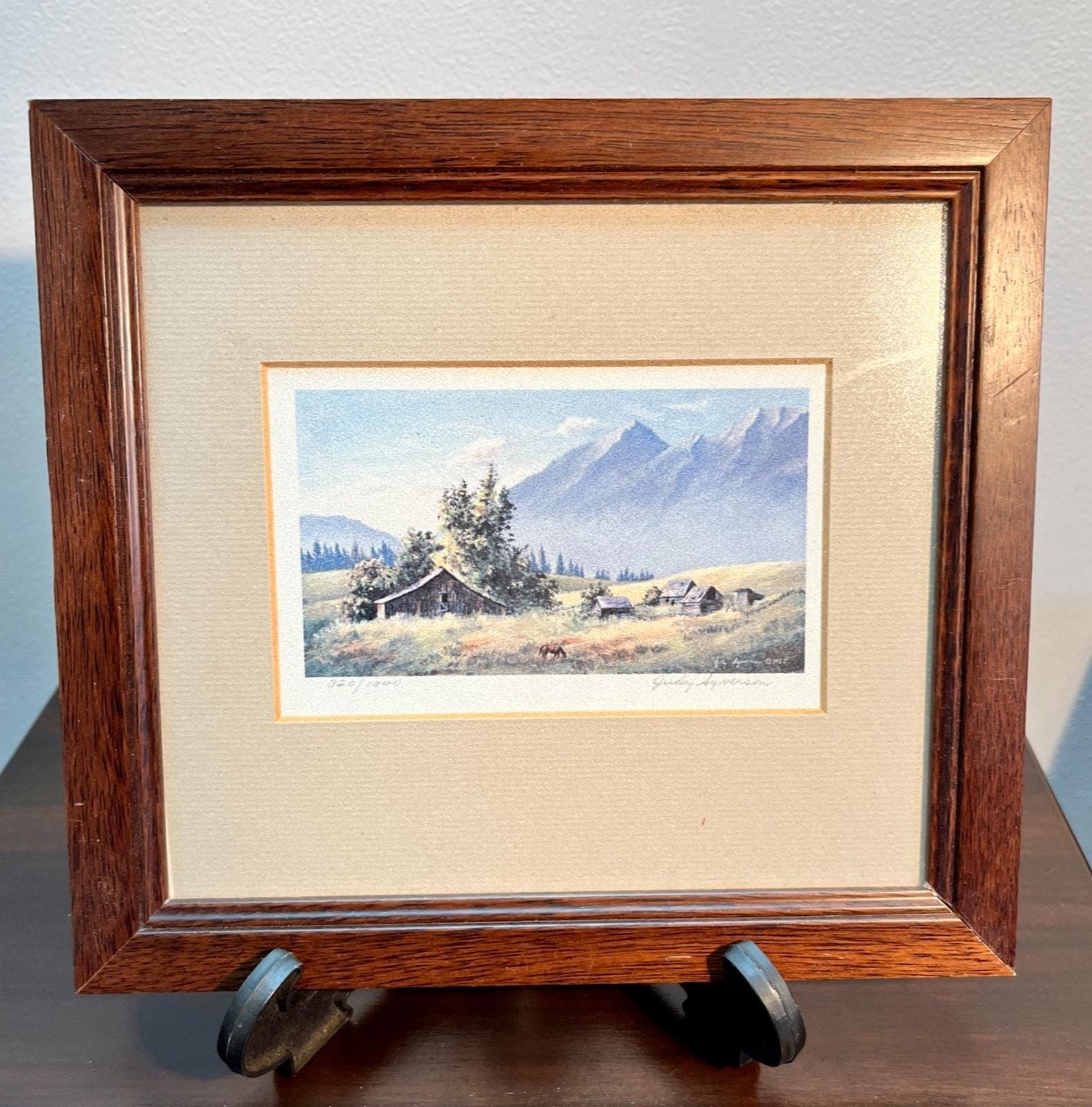 Judy syverson 1982 signed print limited edition, countryside scene, framed art of canadian farm scene