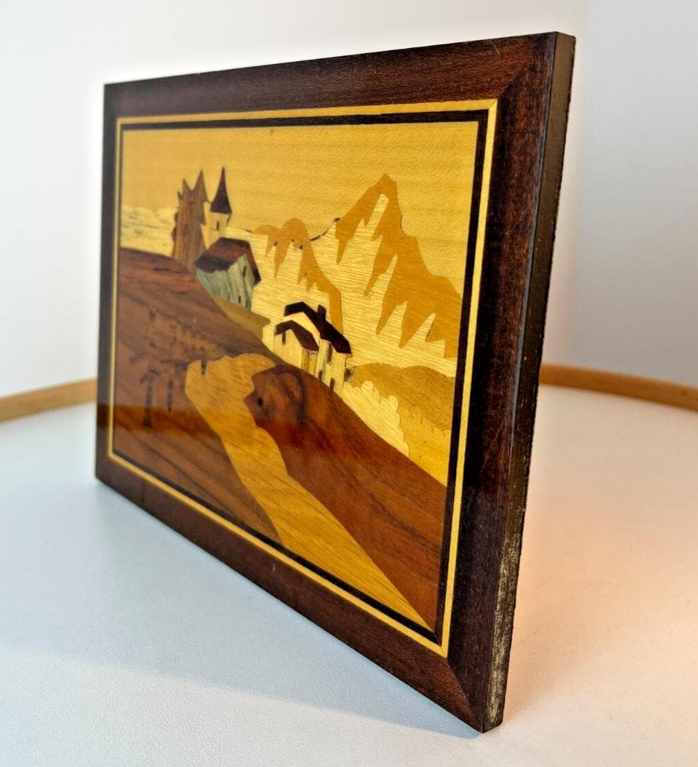 Mid Century Inlaid Wood Picture by G Frusico Sorrento Italian Artwork
