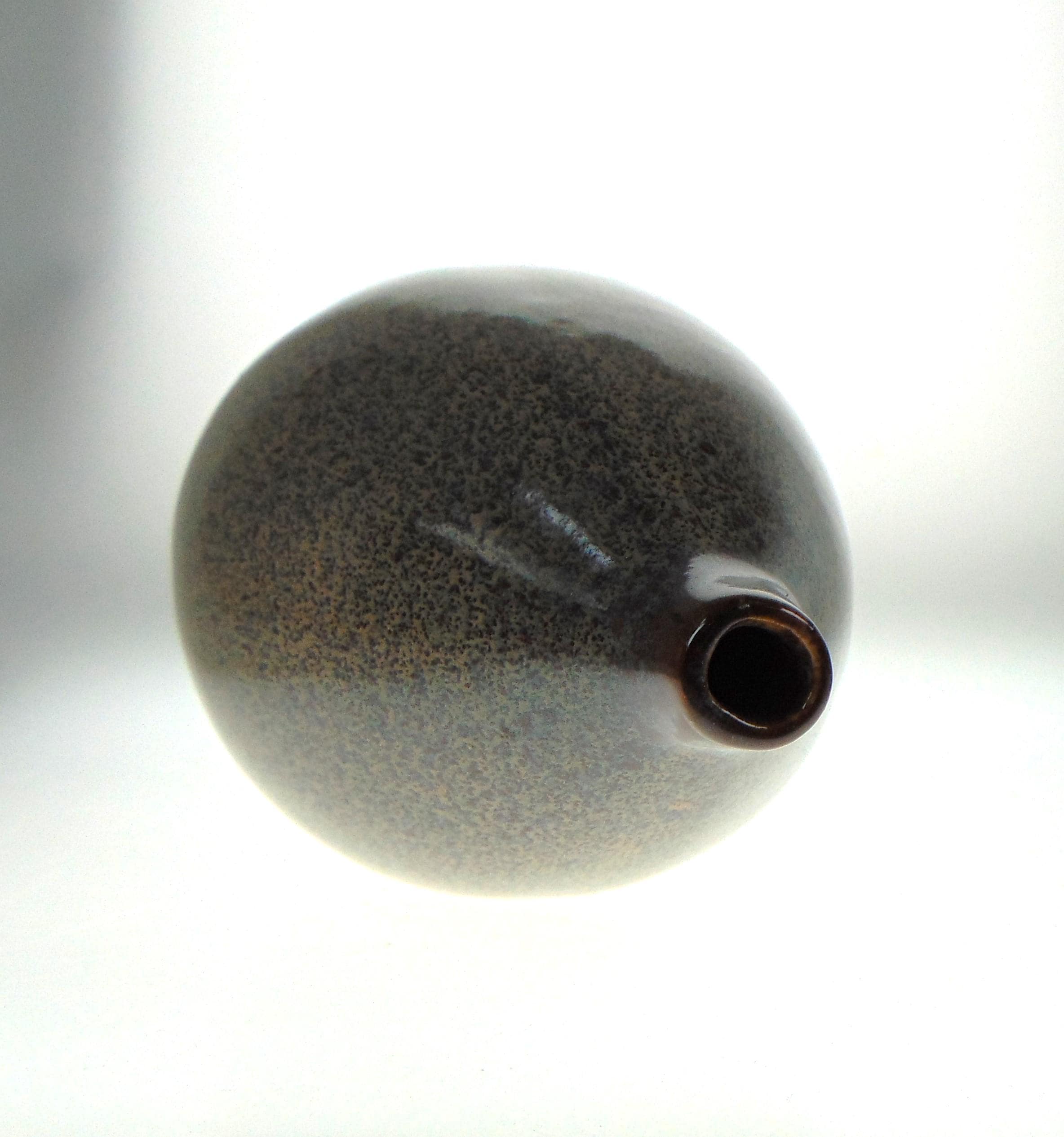 1970s Studio Art Pottery Bud Vase: Speckled Retro Decor