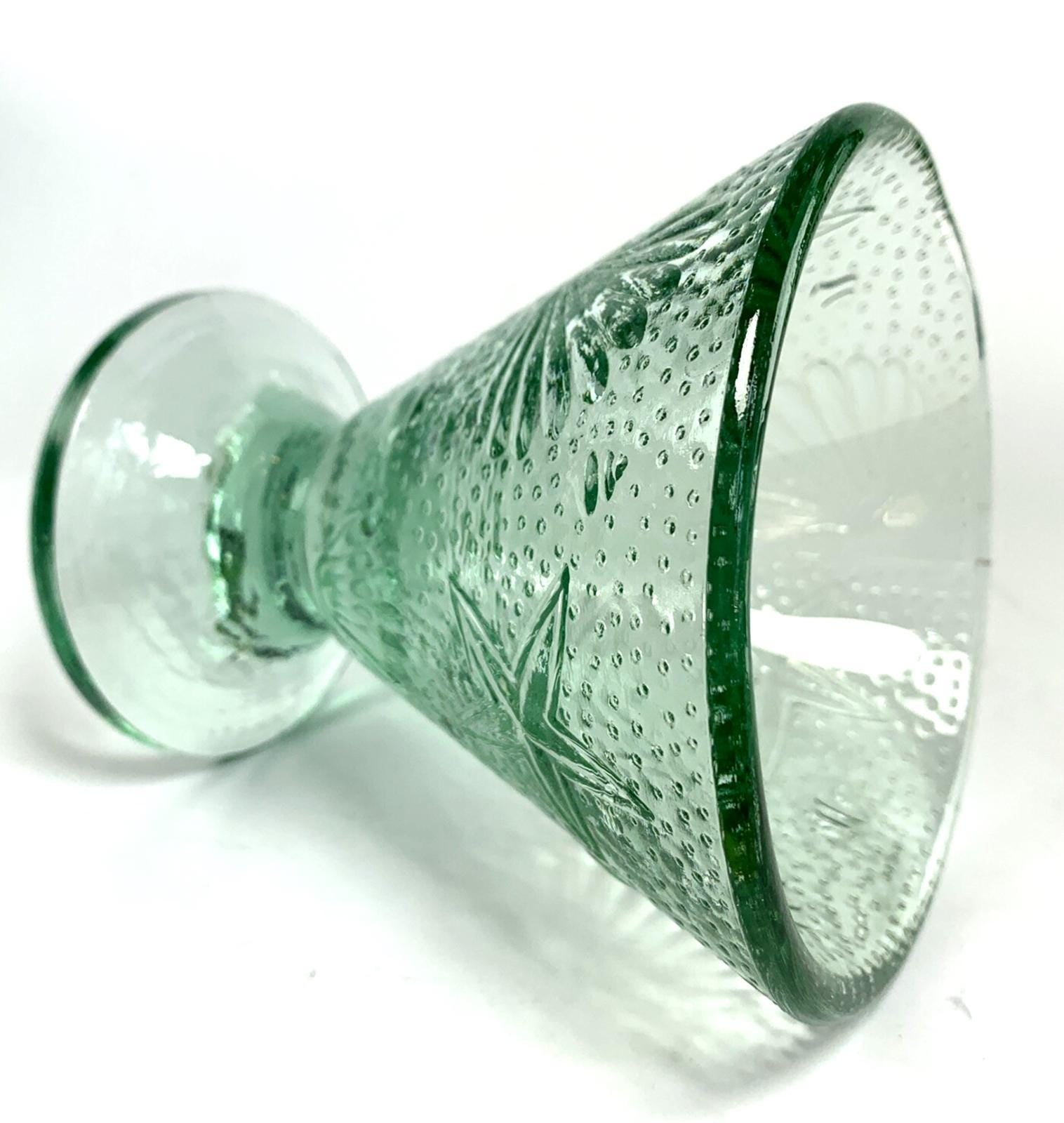 1940s Seashell & Starfish Aqua Glass Compote Dish or Decorative bowl