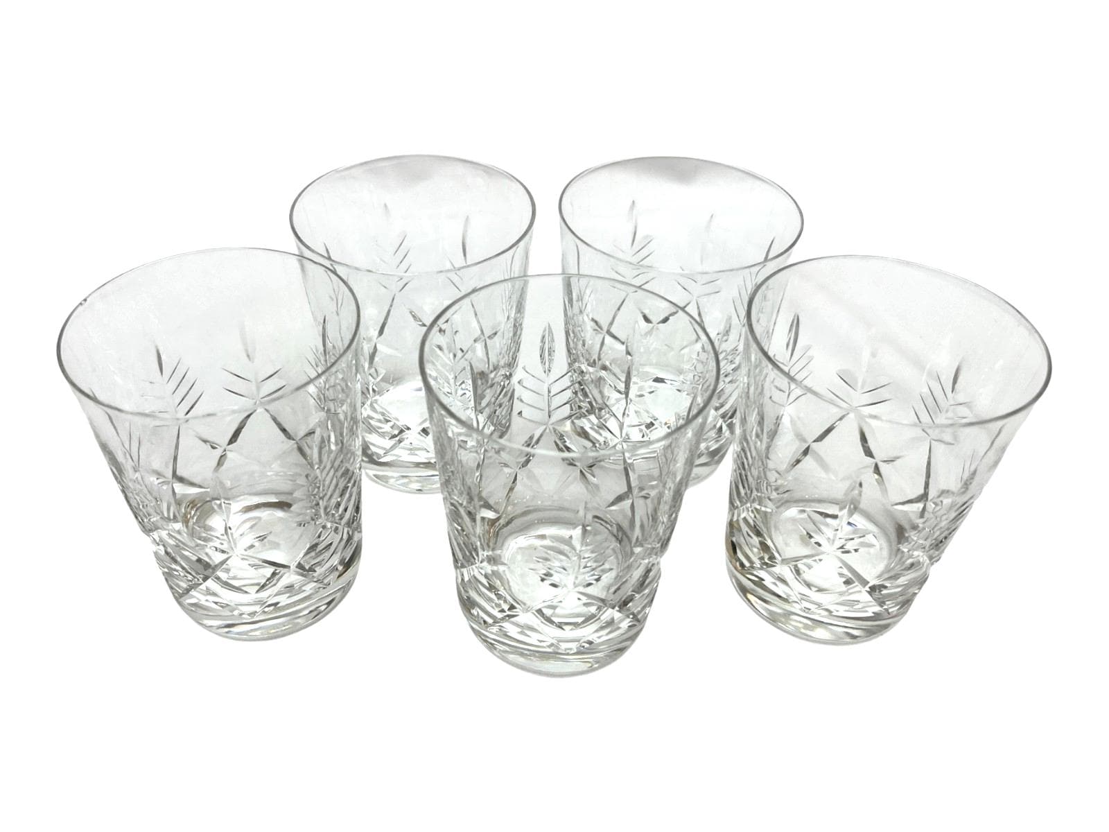 Set of 4 Webb cCorbett Georgian cut crystal tumblers vintage British glass. 4 crystal whisky glasses
