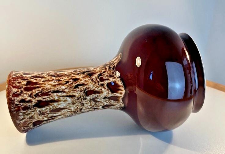 Mid century melba ware brown drip glaze lava vase 1970s h24cm vgc vintage vase