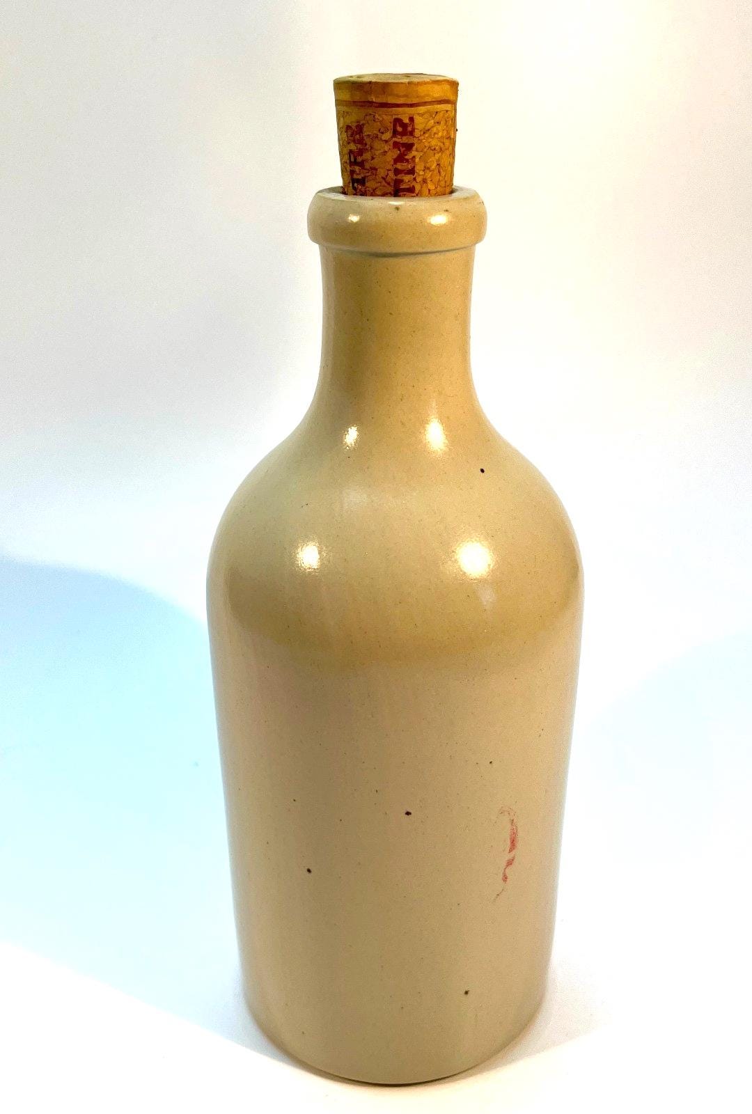 Vintage Stoneware Bottle with Cork Stopper – 0.5L Capacity, Rustic MKM Pottery
