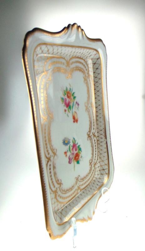 Antique Serving Plate with Gold & Pink Floral Detailing