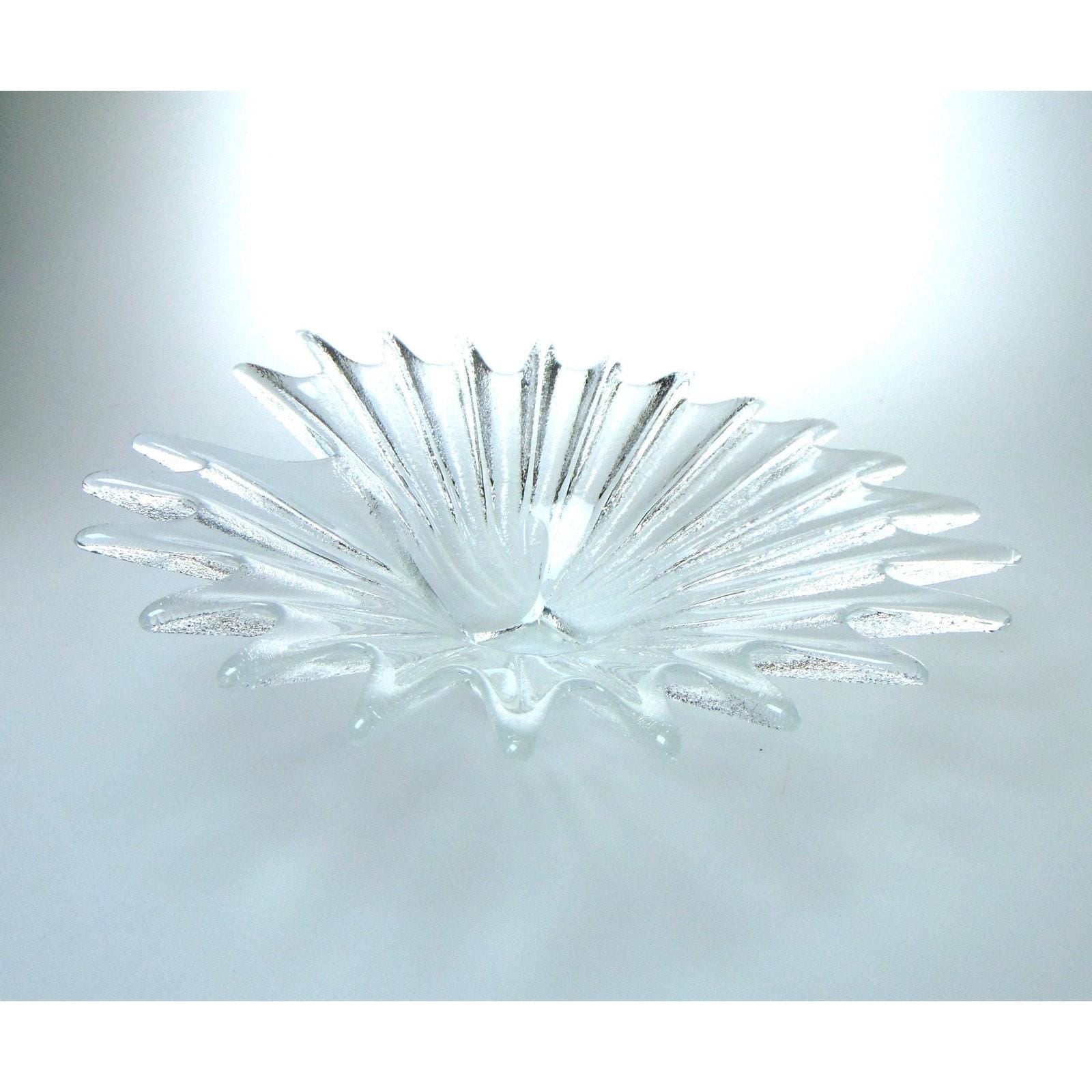 Dartington crystal palm dish in clear crystal. decorative crystal bowl 1980s