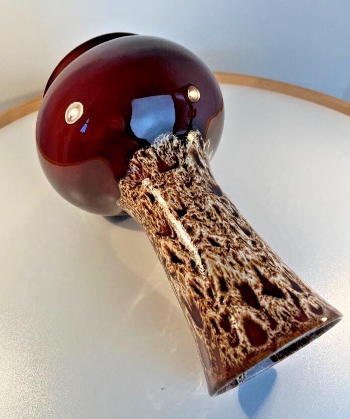Mid century melba ware brown drip glaze lava vase 1970s h24cm vgc vintage vase