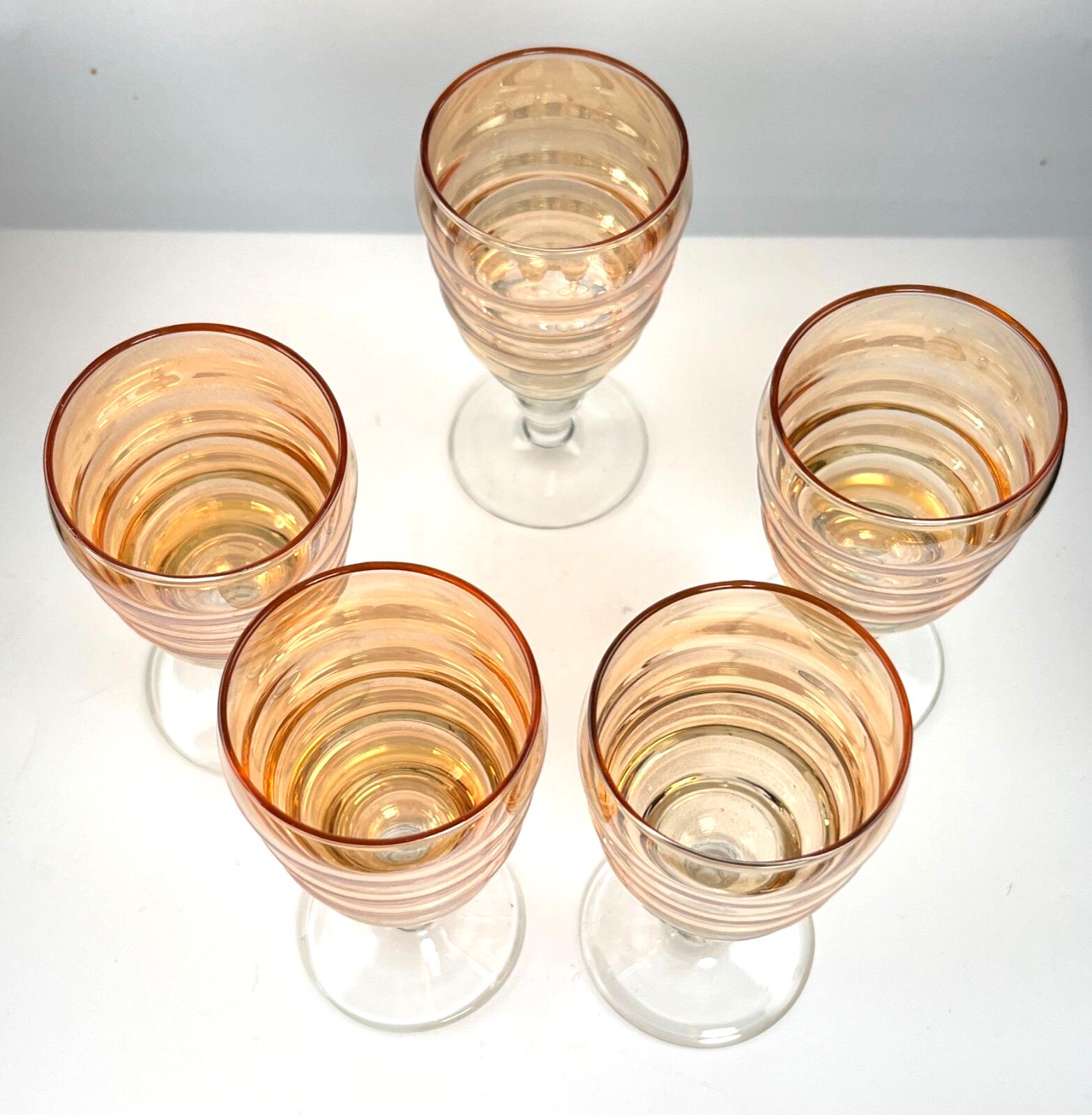1960s Lustreware Glasses Carnival Glass Drinking Glasses. Mid Century Barware