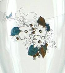 Mid Century Wine Glasses: White Floral Detail, Set of 3