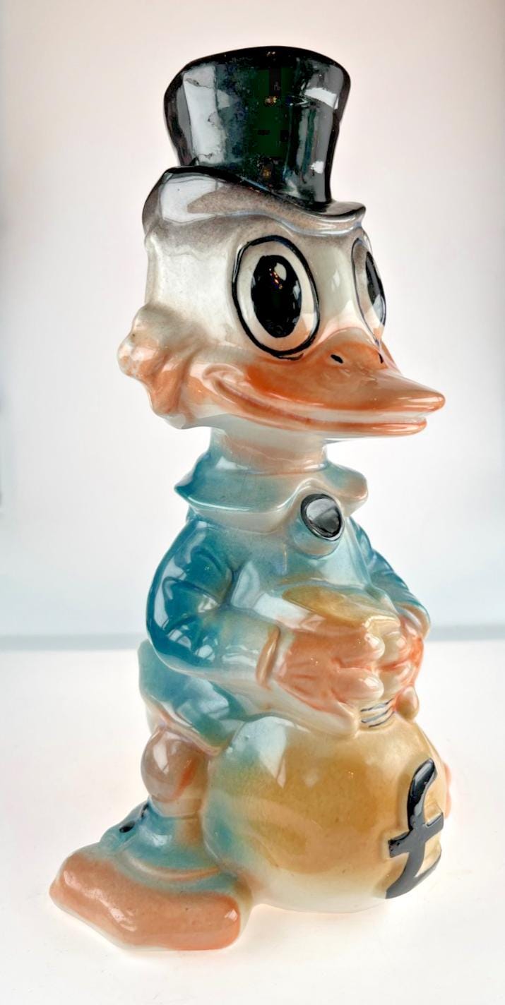 Rare vintage Scrooge McDuck money box Disneyana ceramic Bristow Potteries - Highly collectable