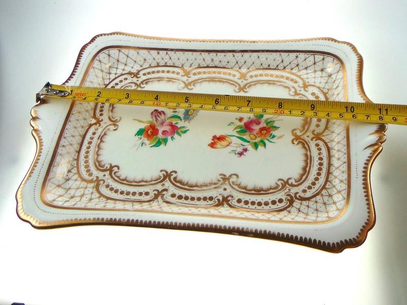 Antique Serving Plate with Gold & Pink Floral Detailing