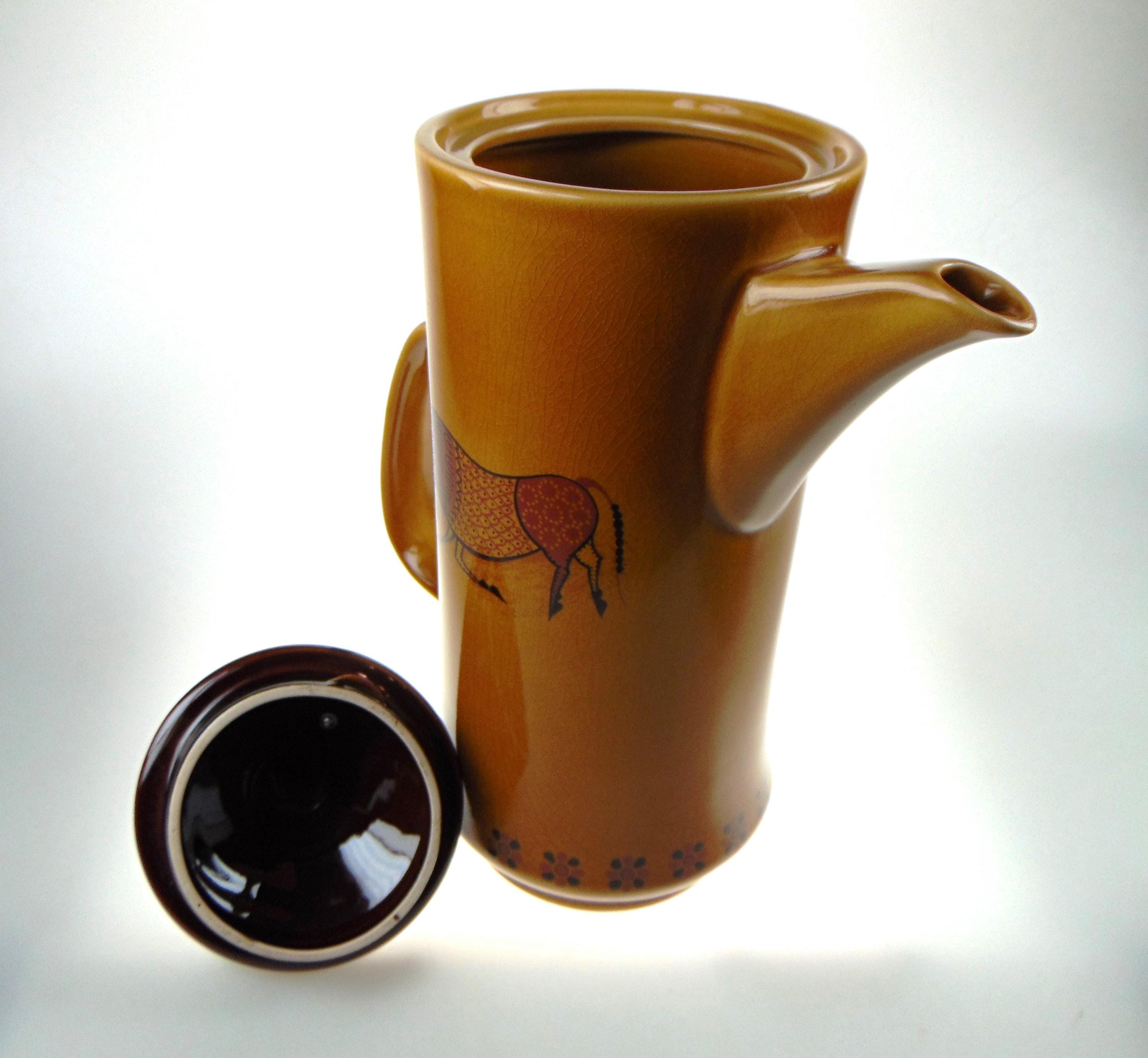 Royal Worcester Palissy Sierra Coffee Pot: Mid-Century Taurus Design