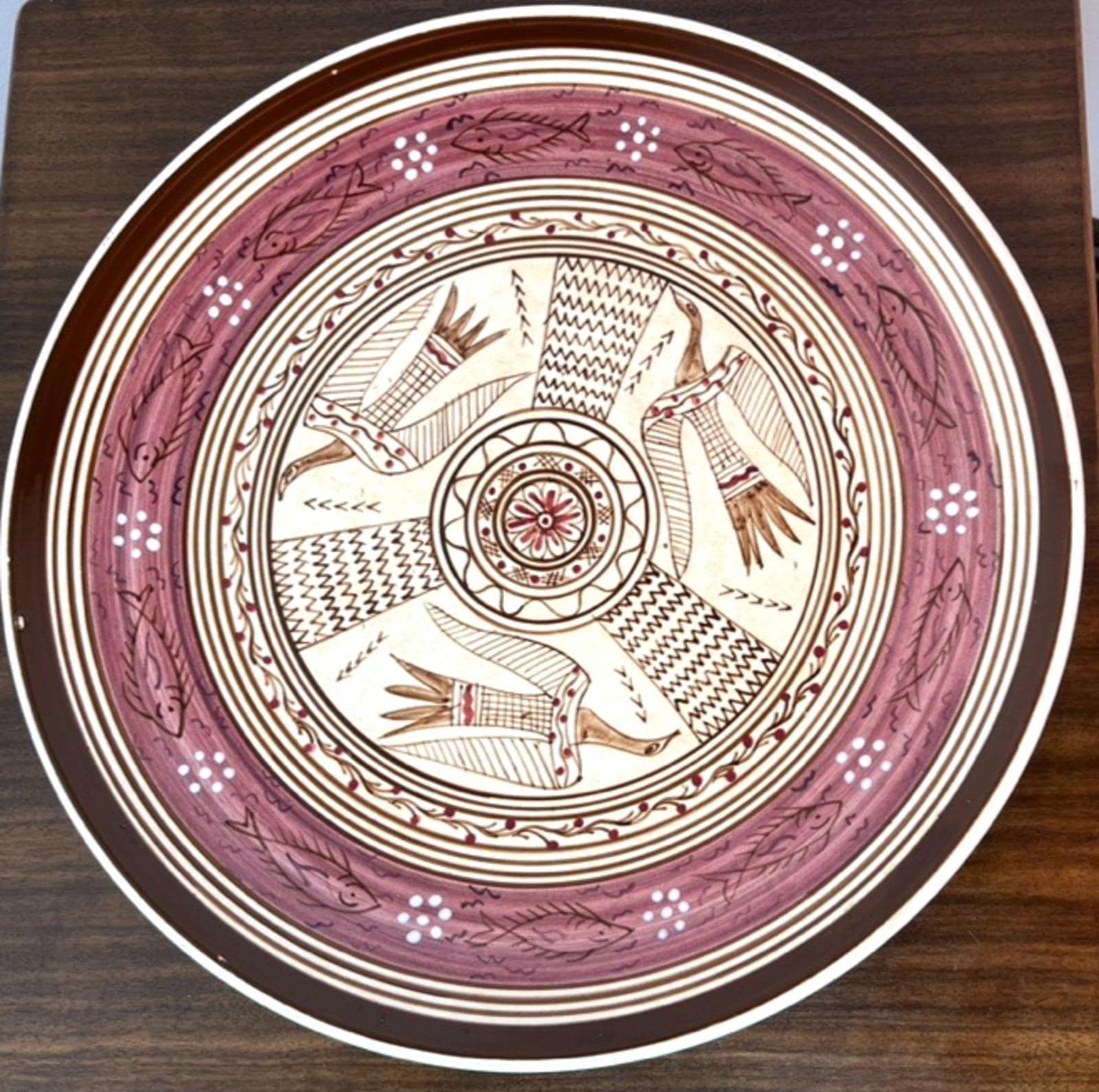 Hand Painted Greek Pottery Plate: 29cm Wall Hanging, Athens Art