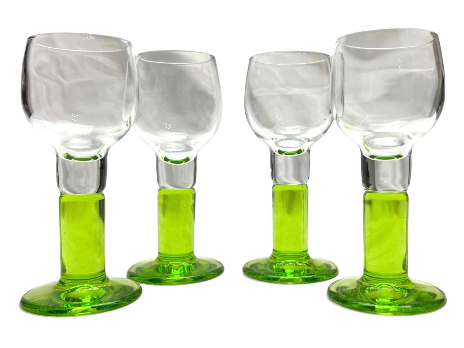 Set of 4 vintage bormioli rocco limoncino stemmed goblets mid century glasses