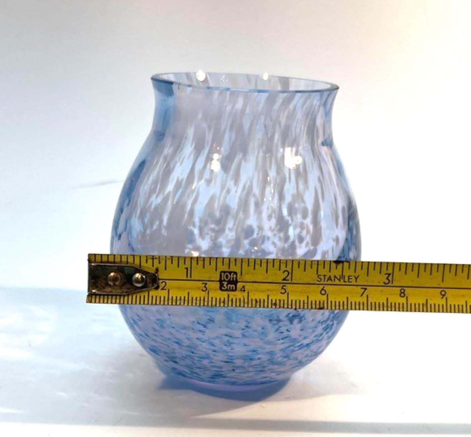 Caithness Glass Vase Blue And White Swirl Pattern H9cm W7cm Pale Blue & Lilac
