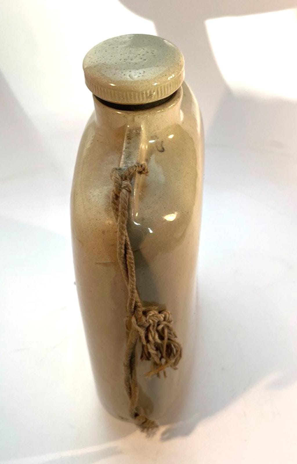 1942 Bourne Denby Stoneware Hot Water Bottle: Mid-Century Flask