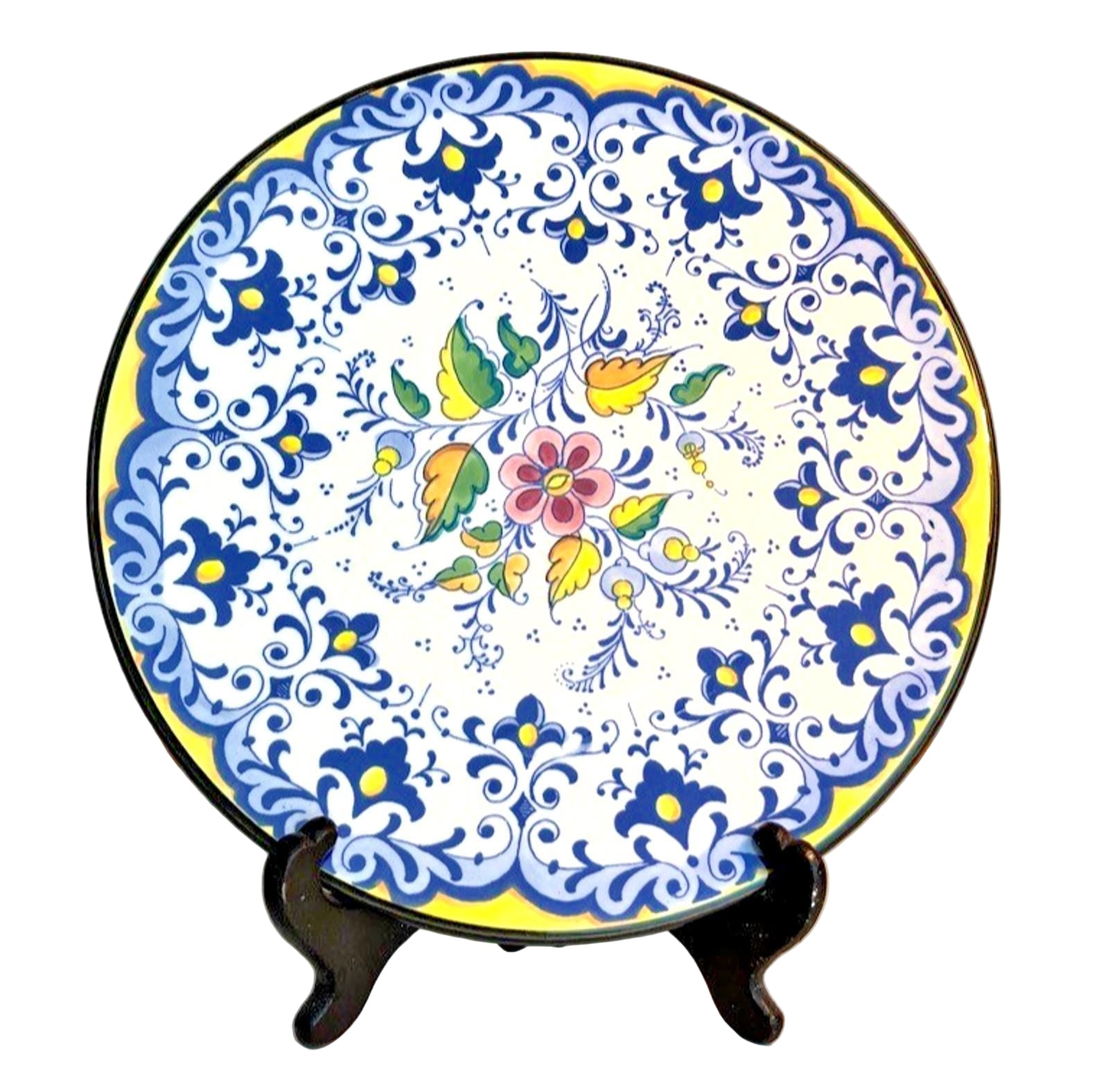 Vintage Hand Painted Spanish Porcelain Art Plate: Wall Display