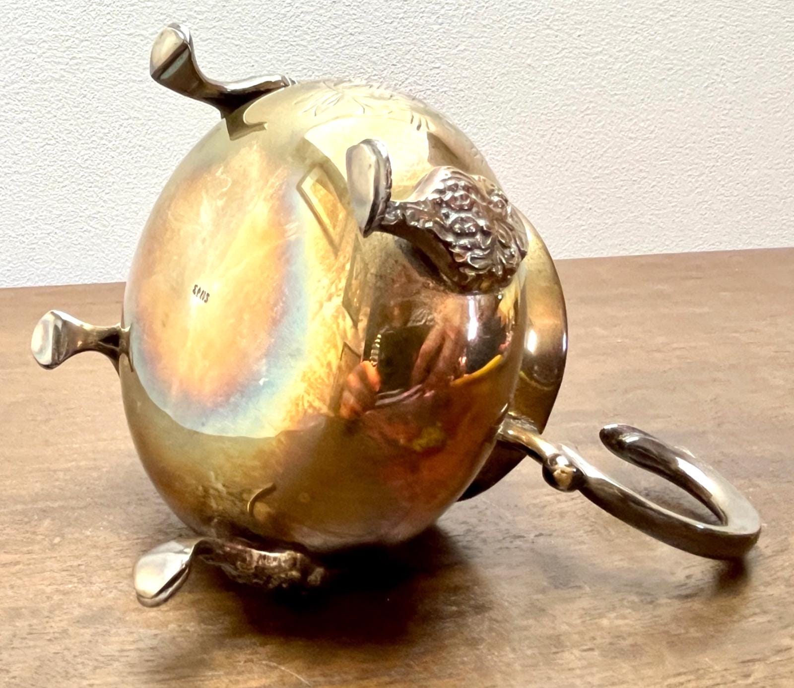 Vintage Silver Plated Cream Jug with Ornate Feet & Handle Mid Century EPNS