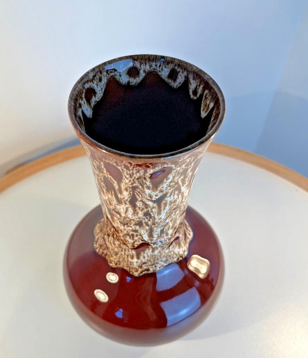 Mid century melba ware brown drip glaze lava vase 1970s h24cm vgc vintage vase