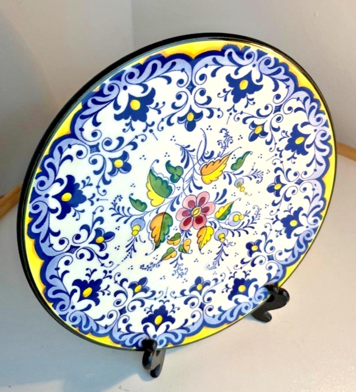 Vintage Hand Painted Spanish Porcelain Art Plate: Wall Display