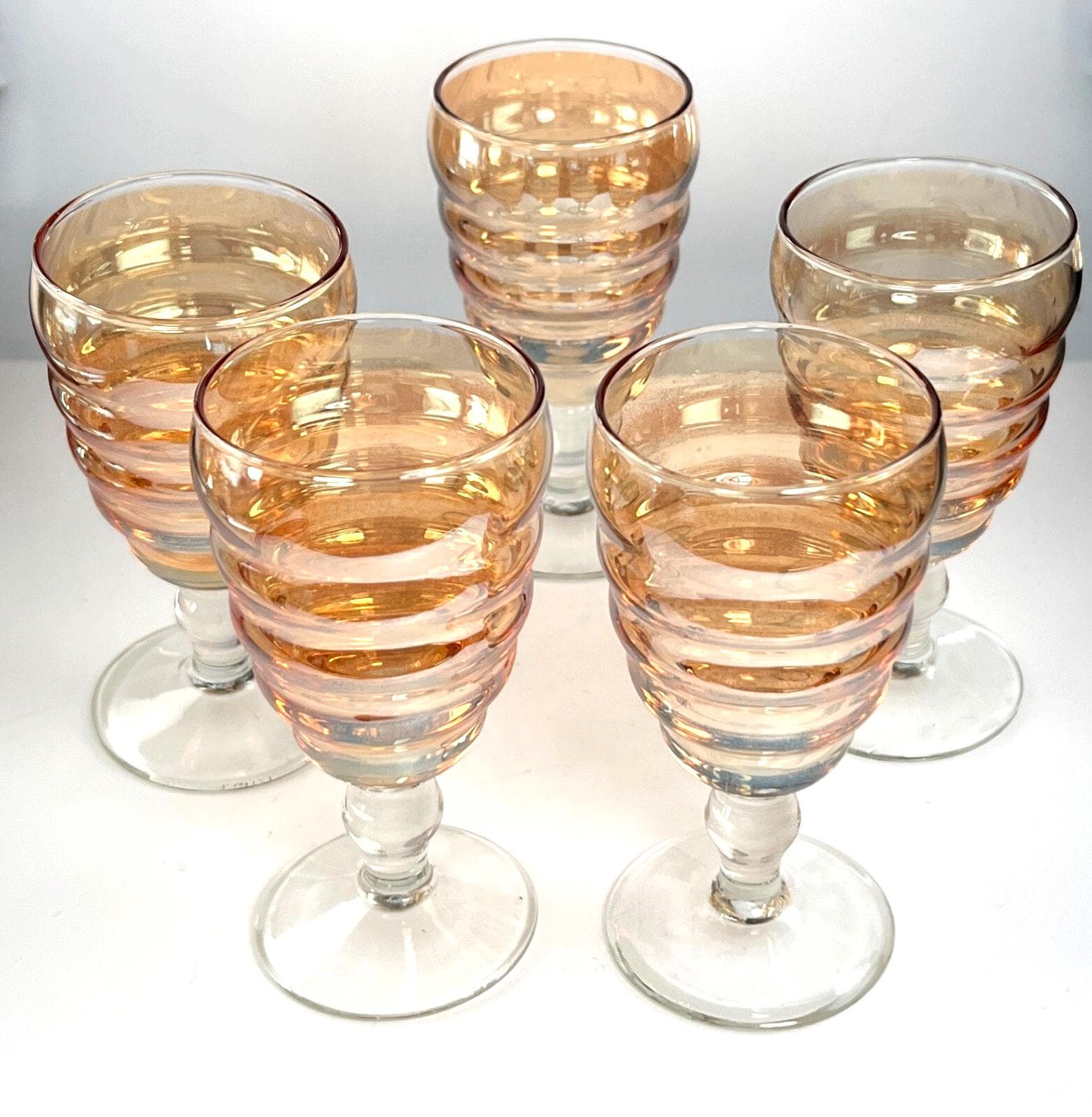 1960s Lustreware Glasses Carnival Glass Drinking Glasses. Mid Century Barware