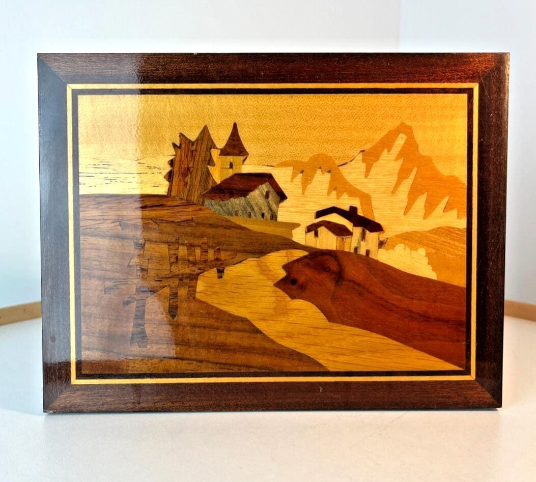 Mid Century Inlaid Wood Picture by G Frusico Sorrento Italian Artwork