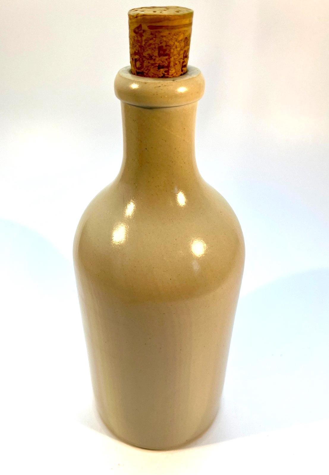 Vintage Stoneware Bottle with Cork Stopper – 0.5L Capacity, Rustic MKM Pottery