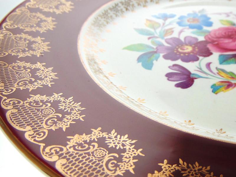 Midwinter Burselem Dinner Plates: 1960s Red Floral, Set of 3