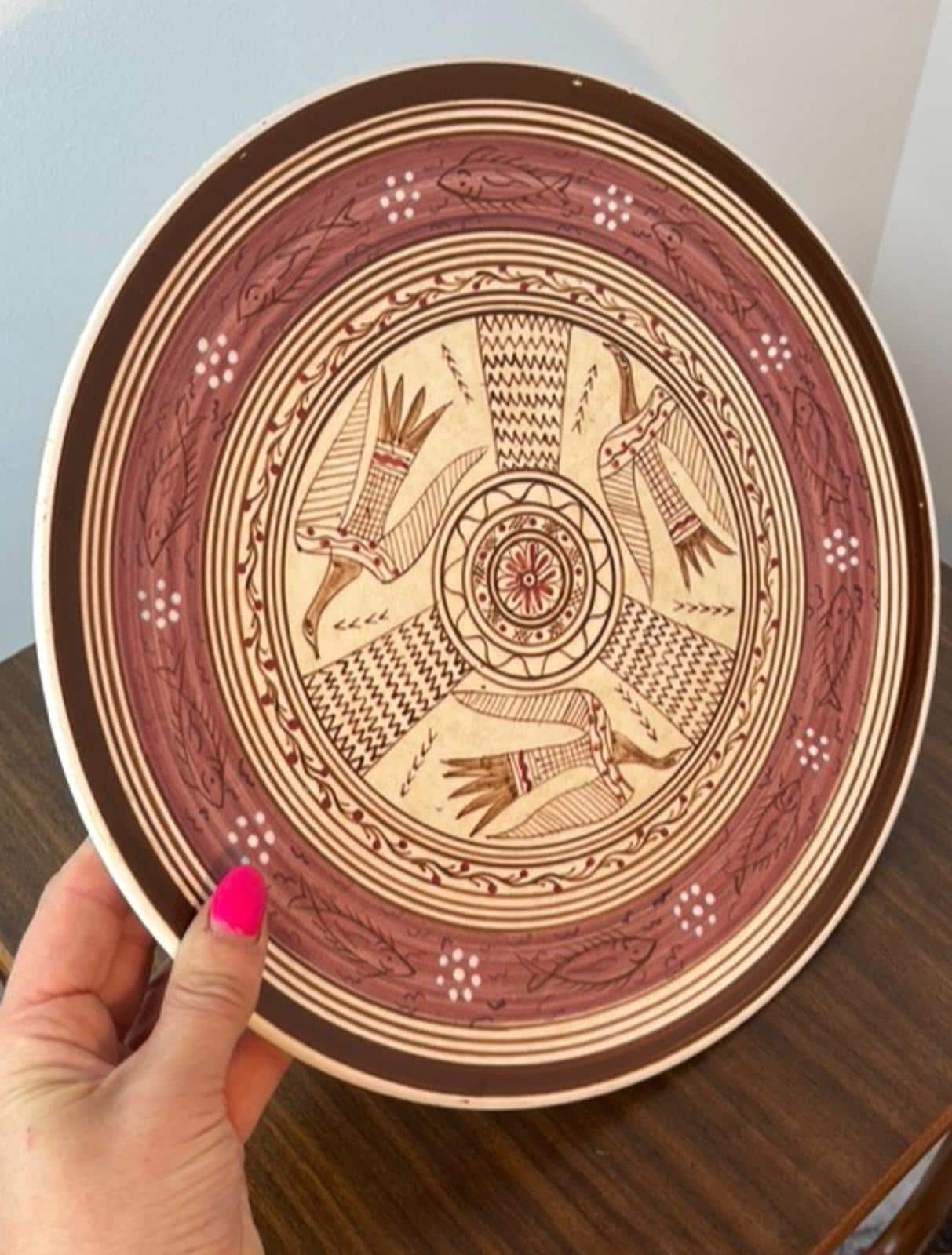 Hand Painted Greek Pottery Plate: 29cm Wall Hanging, Athens Art