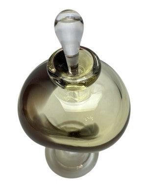 Signed Studio Art Glass Perfume Bottle Smoky Amber & Purple Hand Blown Glass
