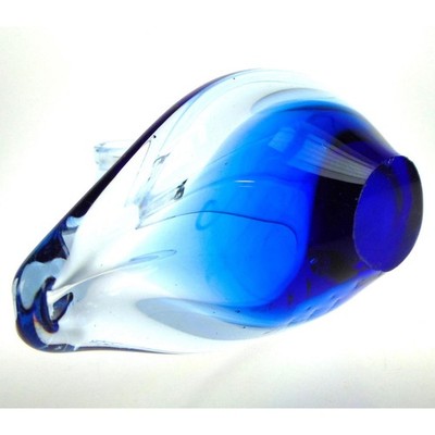 Art Glass Swan Bowl in Cobalt Blue. Murano Style Mid Century Art Glass