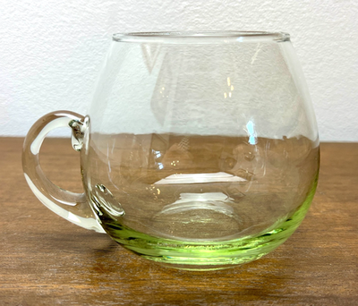 Mid Century Spanish Hand Blown Glass Mugs Set of 6 Green Tint 1960s