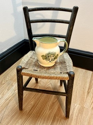 Antique Child’s Ladder Back Chair with Woven Rush Seat Rustic Farmhouse Nursery