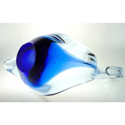 Art Glass Swan Bowl in Cobalt Blue. Murano Style Mid Century Art Glass