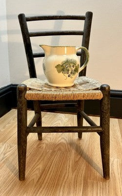 Antique Child’s Ladder Back Chair with Woven Rush Seat Rustic Farmhouse Nursery