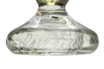 Signed Studio Art Glass Perfume Bottle Smoky Amber & Purple Hand Blown Glass