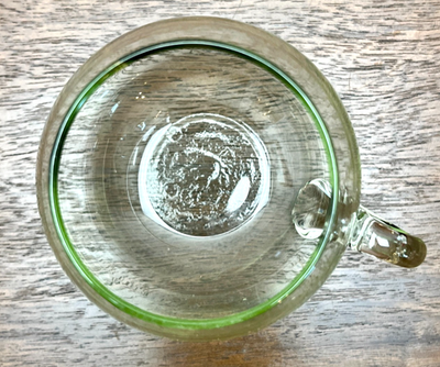 Mid Century Spanish Hand Blown Glass Mugs Set of 6 Green Tint 1960s