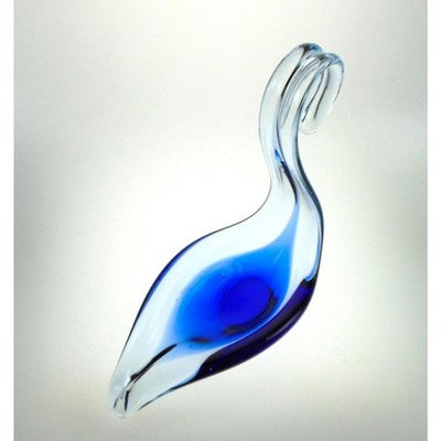 Art Glass Swan Bowl in Cobalt Blue. Murano Style Mid Century Art Glass