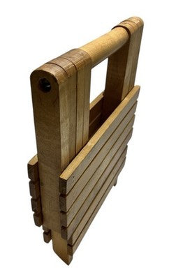 Vintage Folding Wooden Slatted Stool / Mini Table – Compact Portable Seat