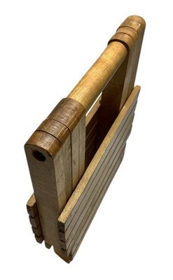 Vintage Folding Wooden Slatted Stool / Mini Table – Compact Portable Seat