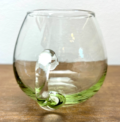 Mid Century Spanish Hand Blown Glass Mugs Set of 6 Green Tint 1960s