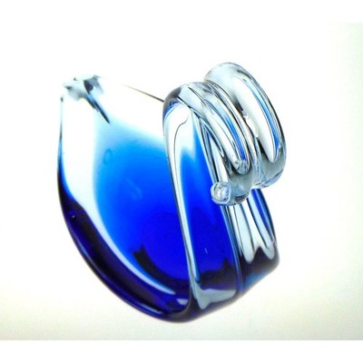 Art Glass Swan Bowl in Cobalt Blue. Murano Style Mid Century Art Glass