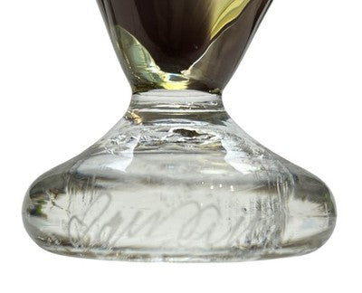 Signed Studio Art Glass Perfume Bottle Smoky Amber & Purple Hand Blown Glass