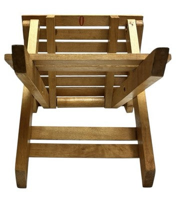 Vintage Folding Wooden Slatted Stool / Mini Table – Compact Portable Seat