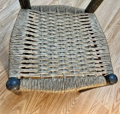 Antique Child’s Ladder Back Chair with Woven Rush Seat Rustic Farmhouse Nursery
