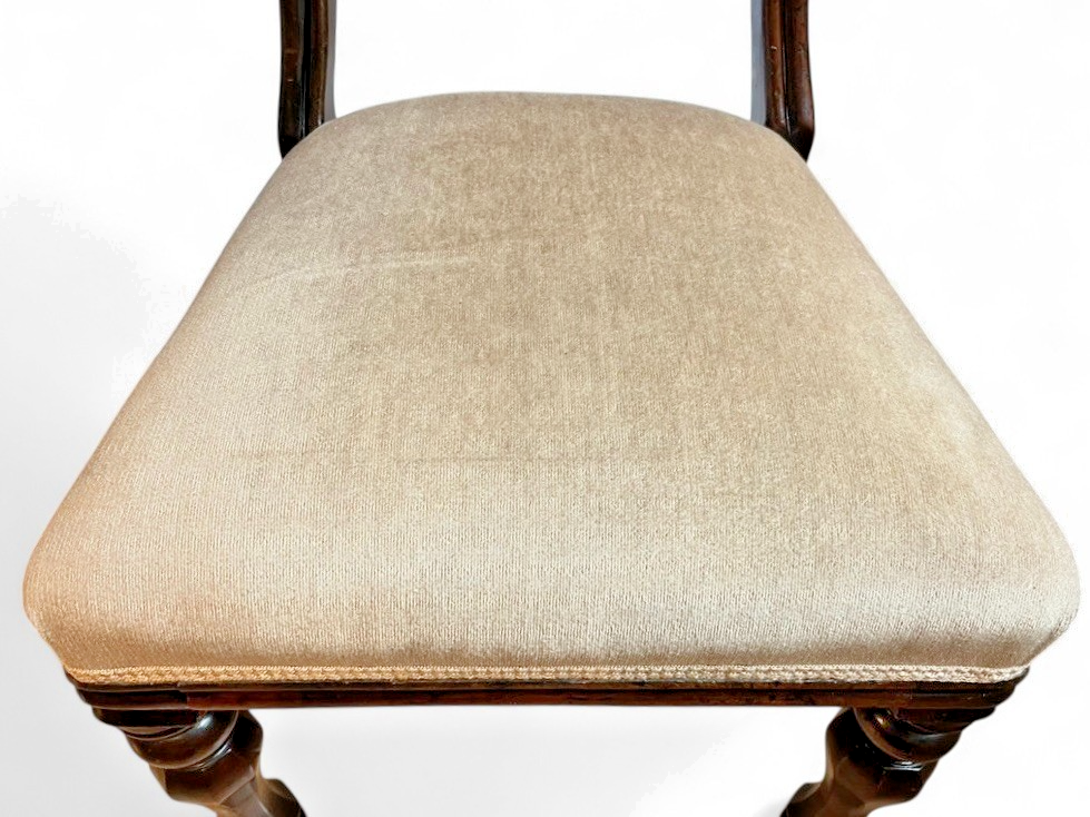 Pair or Single Antique Victorian Balloon Back Chair Mahogany Upholstered Seat