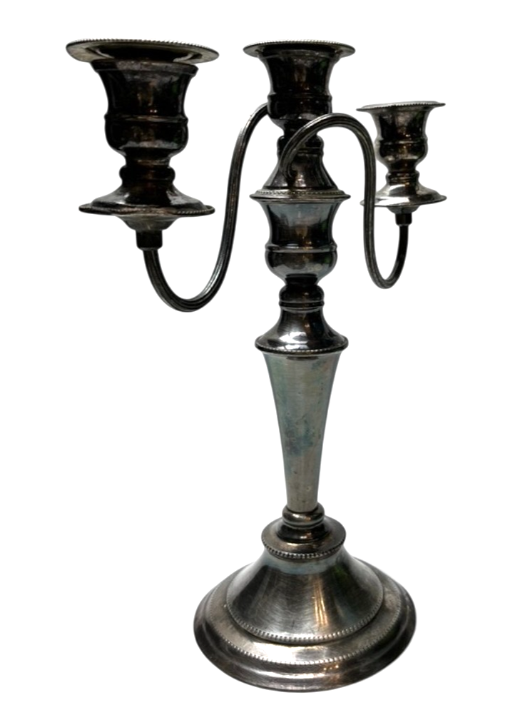 Vintage Silver Plated Three Arm Candelabra Ornate Table Centrepiece 33cm