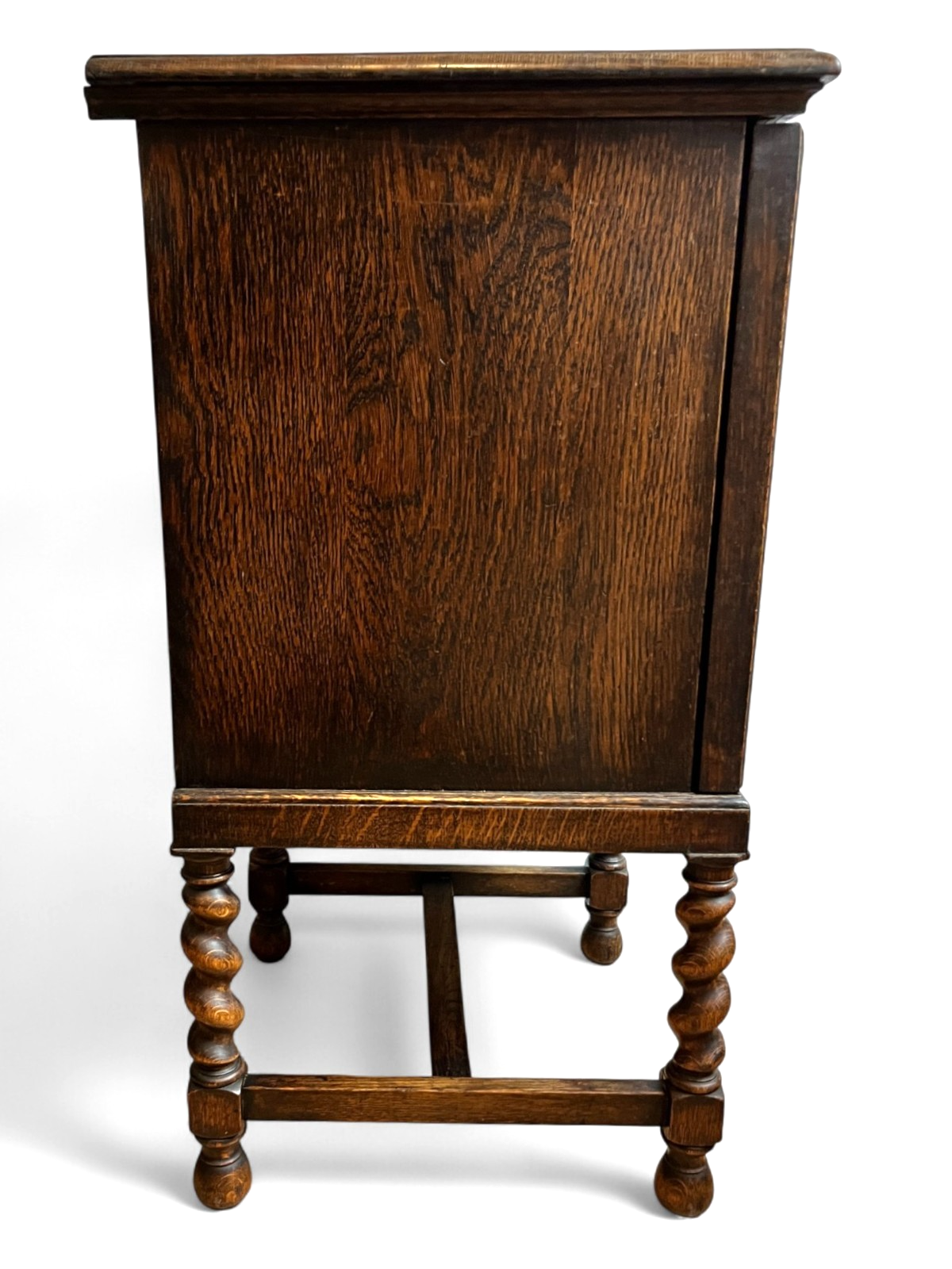 Antique Oak Cabinet with Barley Twist Legs Early 20th Century Bedside Cabinet