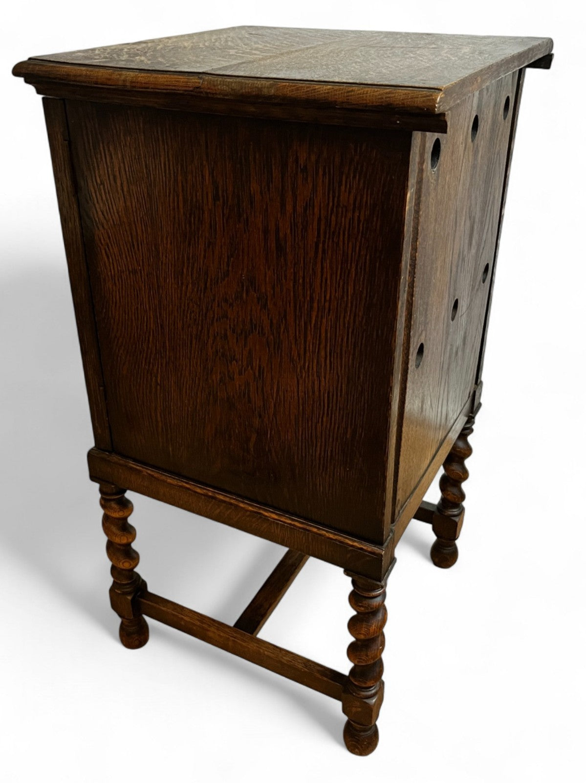 Antique Oak Cabinet with Barley Twist Legs Early 20th Century Bedside Cabinet